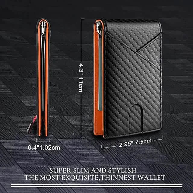 Carbon Fiber Rfid Men Wallets Bi-fold Vallet Billfold