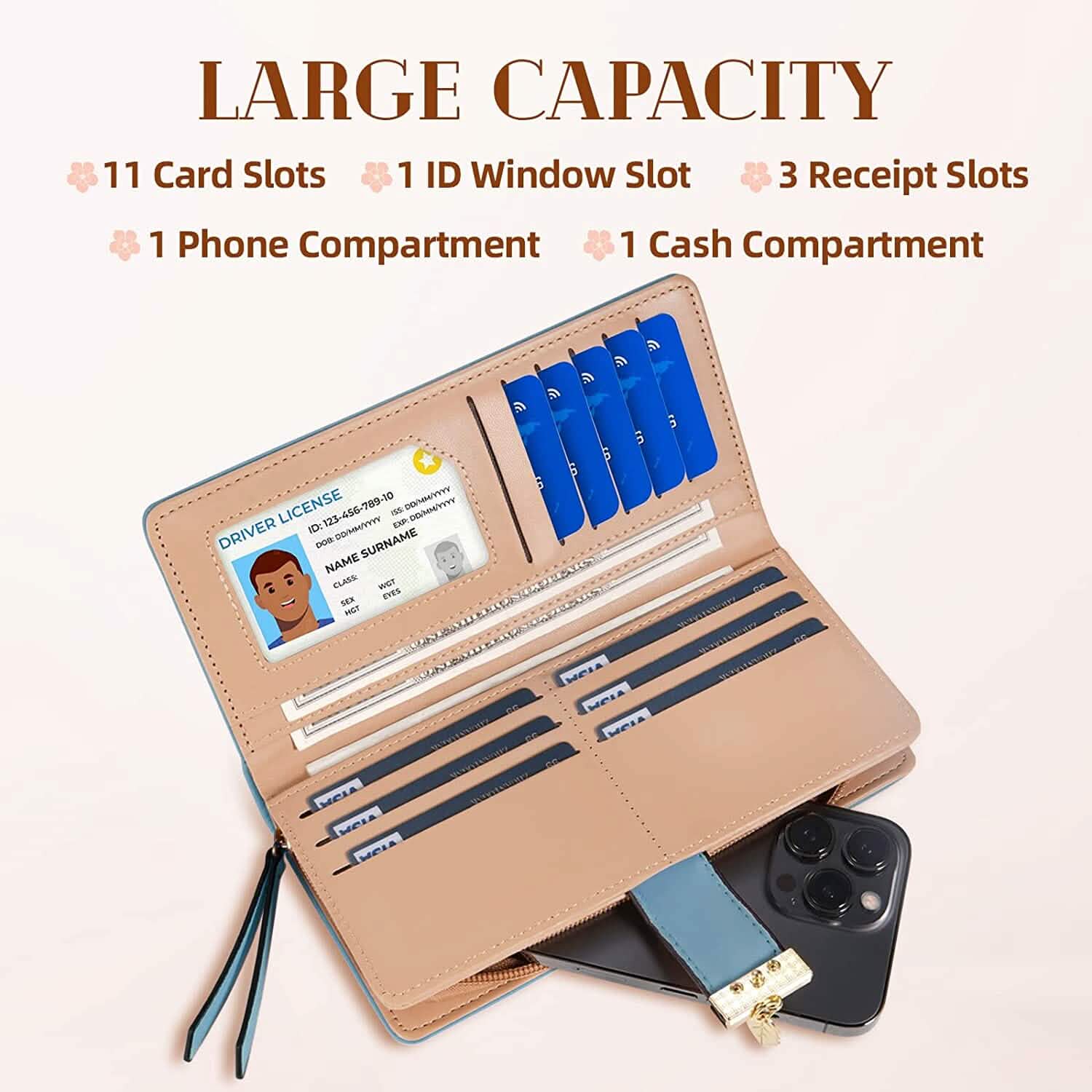 Sweet Cute Women's Long Leaf Bifold Wallet